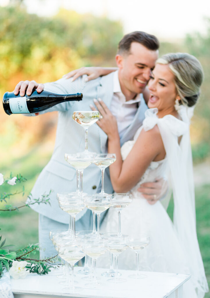 Bride and Groom Champagne Tower