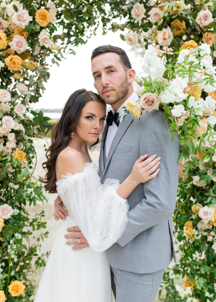 Bride and groom at Spring Lowndes Grove Wedding