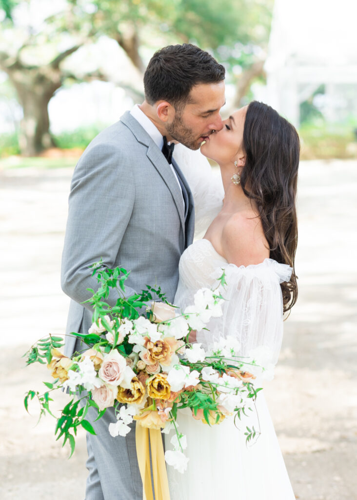 Bride and Groom Spring Lowndes Grove Wedding