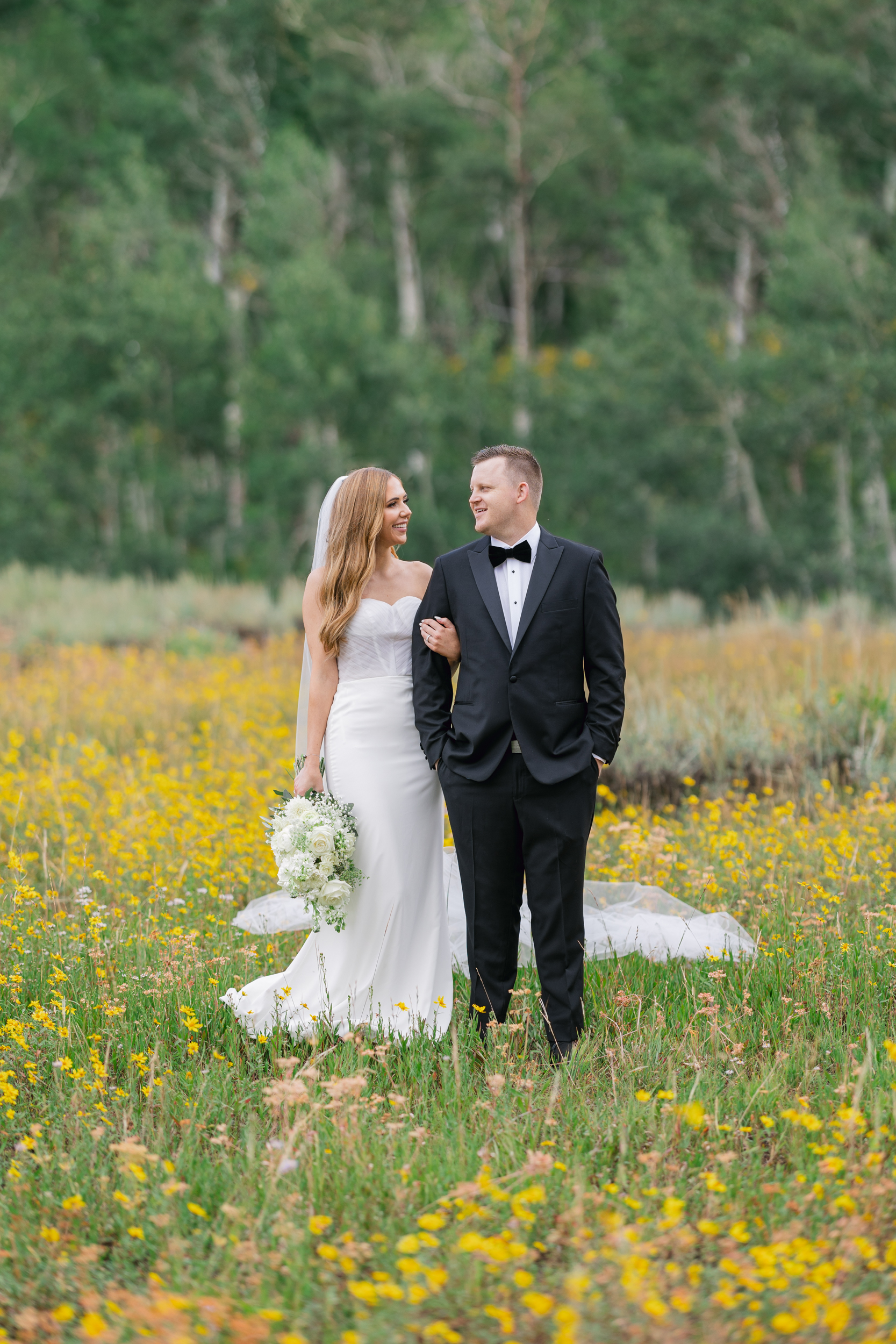 guardsman pass bridals with yellow wildflowers