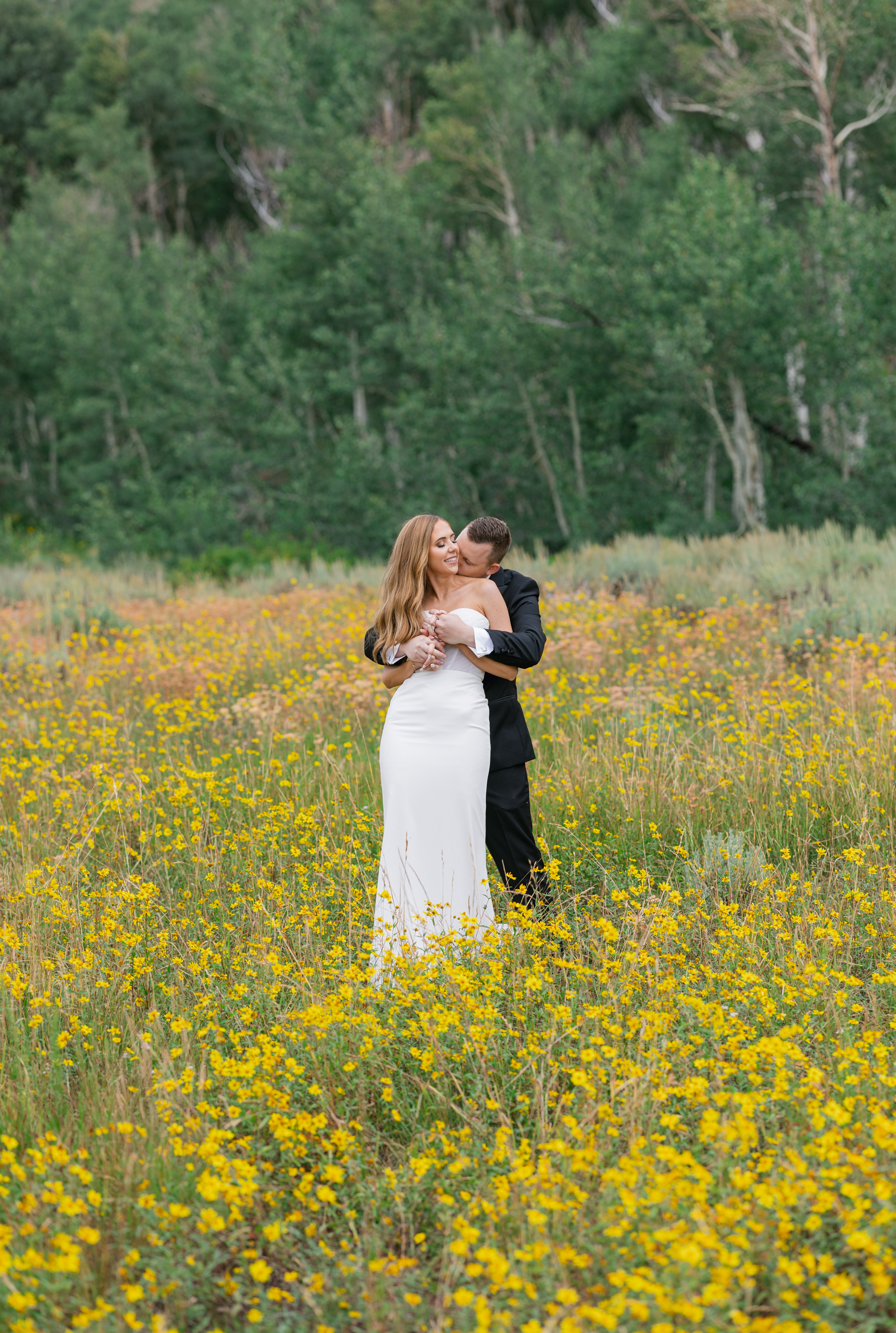 guardsman pass bridals with yellow wildflowers